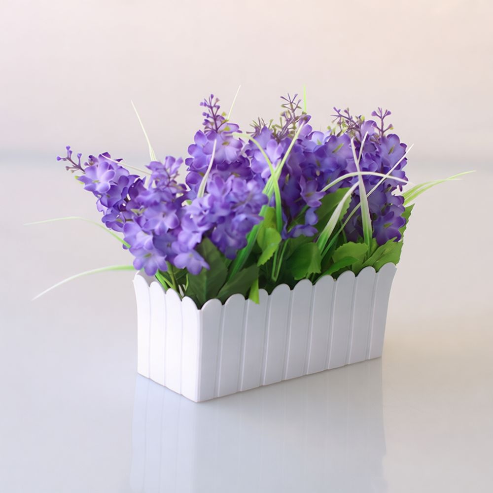 Desk Setup With Plants - Flor artificial decorativa en jarrón para