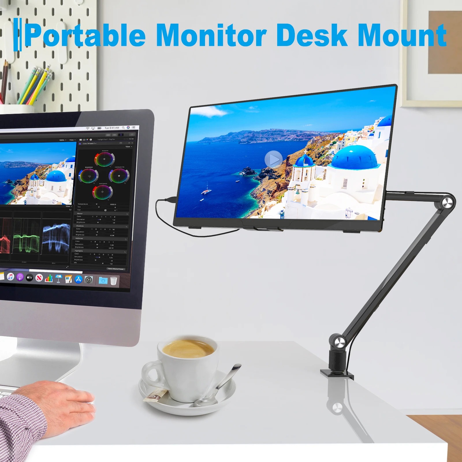 Desk Setup Monitor Arm - Soporte para tableta 2025 para Ipad,