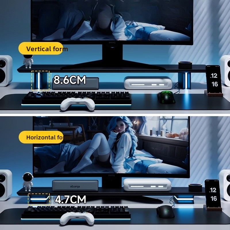 Desk Setup Ergonomics - Soporte de Monitor RGB, elevador ergonómico