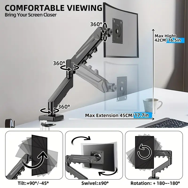 Brazo de Monitor único para pa - Desk Setup Monitor Arm reseña y precio