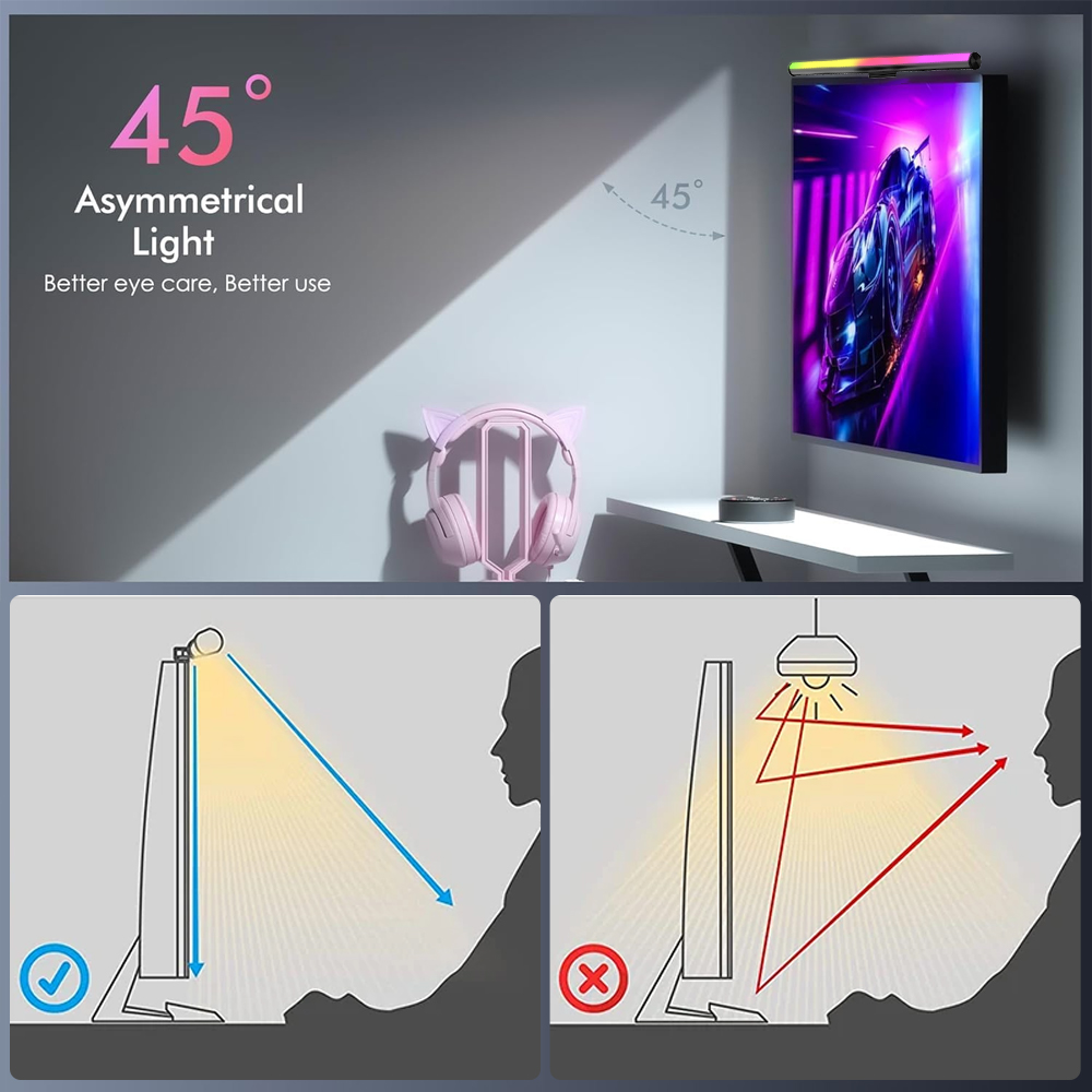 Barra de luz RGB para monitor, - Desk Setup On Bed reseña y precio