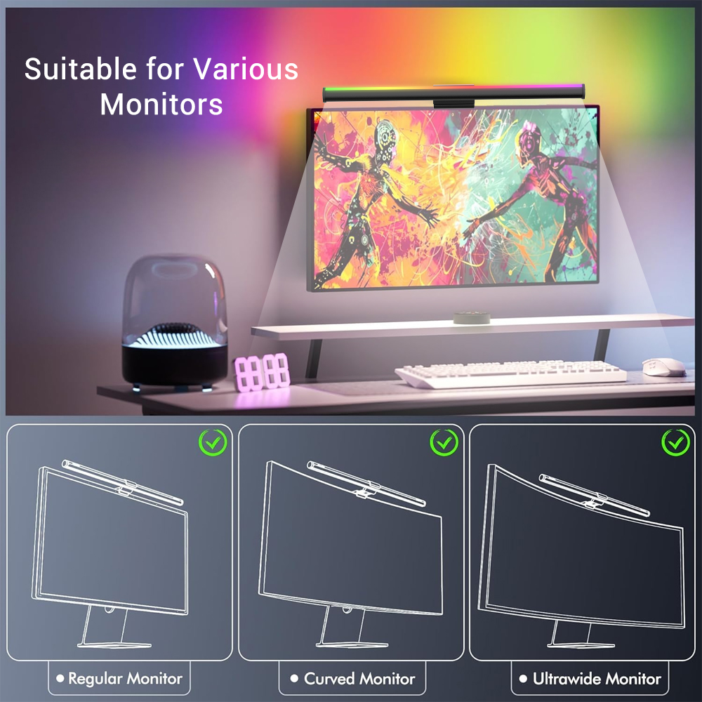 Barra de luz RGB para monitor, - Desk Setup On Bed reseña y precio