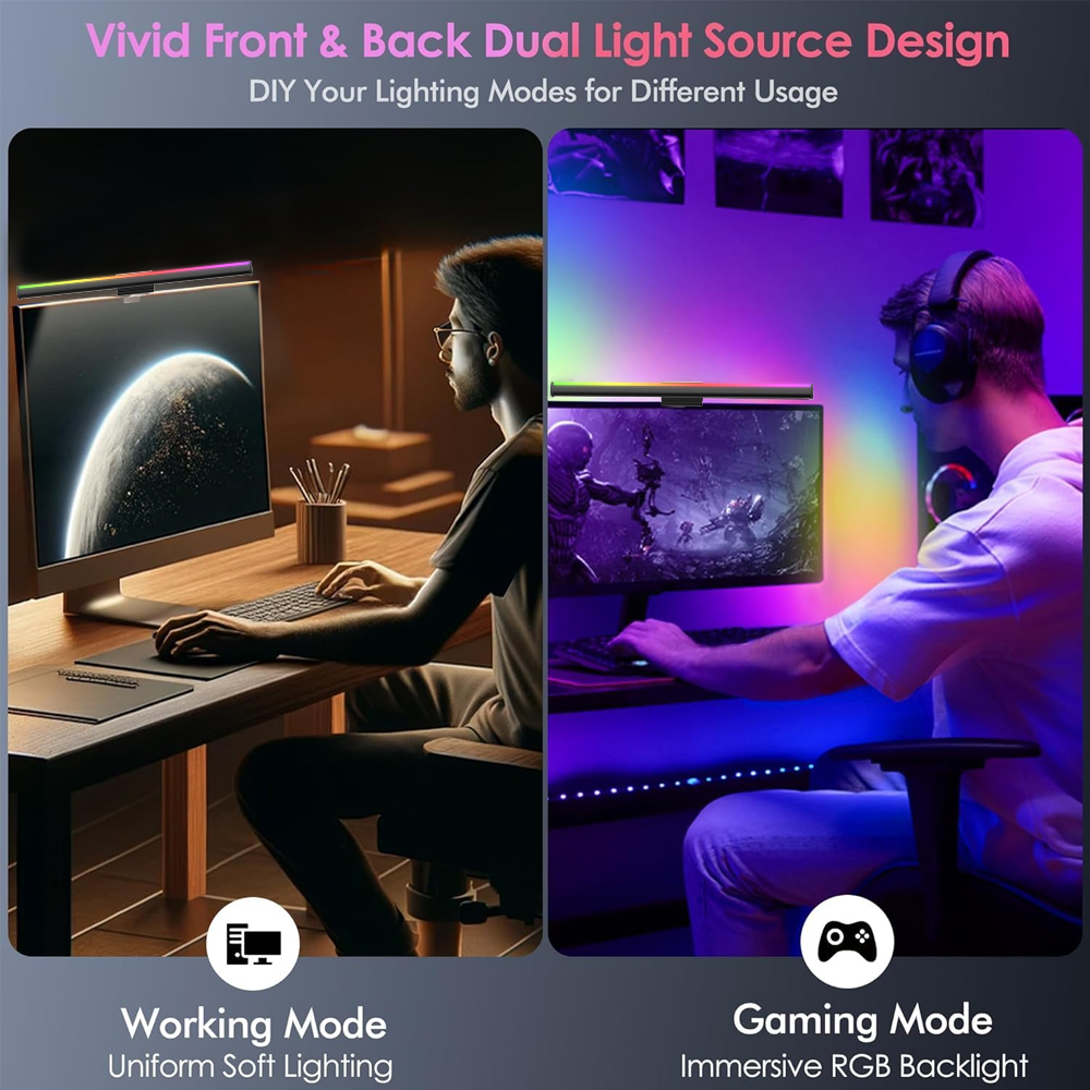 Barra de luz RGB para monitor, - Desk Setup On Bed reseña y precio
