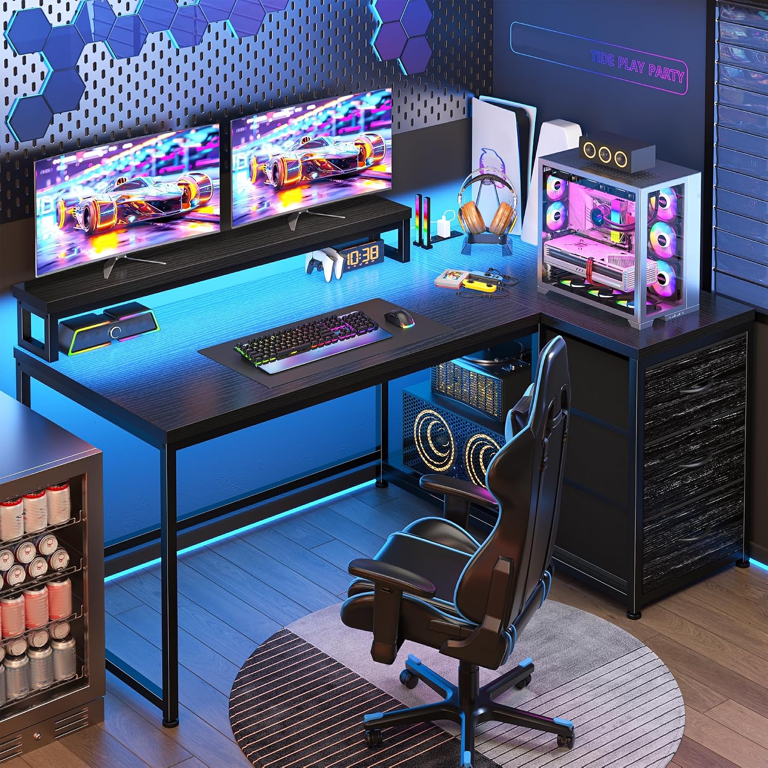 Escritorio para Juegos con 3 C - Desk Setup Gaming Pc reseña y precio